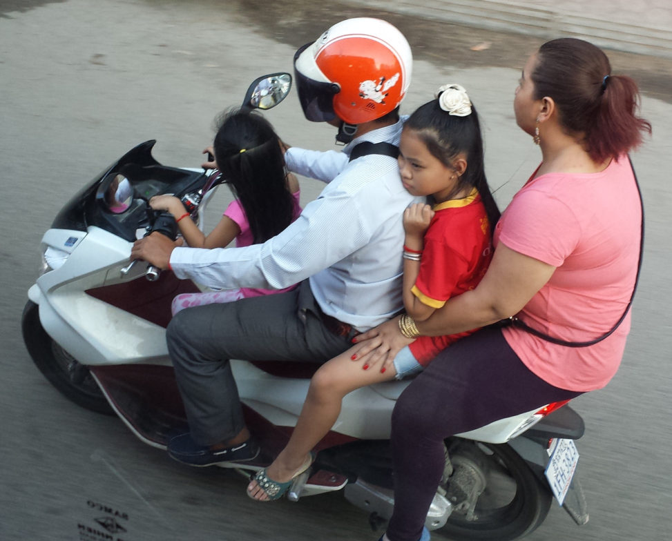 A family on a scooter in Vietnam